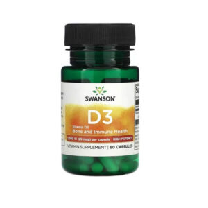 D3-vitamiin 25 mcg 1000 IU 60 kapslit Swanson